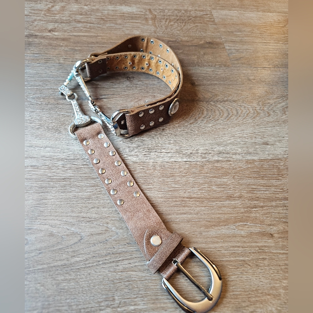 Leather And Rhinestone Snaffle Bit Bedazzled West… - image 1